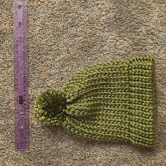 Olive Green Pompom Beanie - Picture 2 of 3